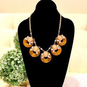 Lee by Lee Angel Tortoise Crystal Statement Soleil Frontal Necklace NWT $78